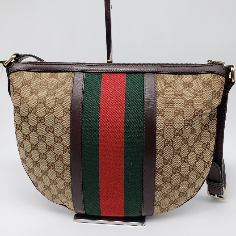 Authentic Gucci Ophidia GG Supreme Crossbody/Web Stripe Canvas Shoulder Bag - Picture 3 of 16